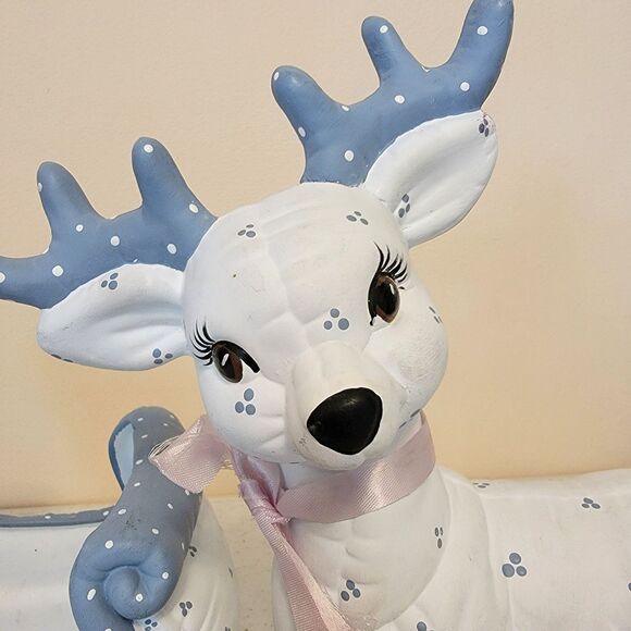 Vintage Kimple Ceramic Mold Christmas Reindeer & Santa Sleigh Quilted Figures - Picture 3 of 16